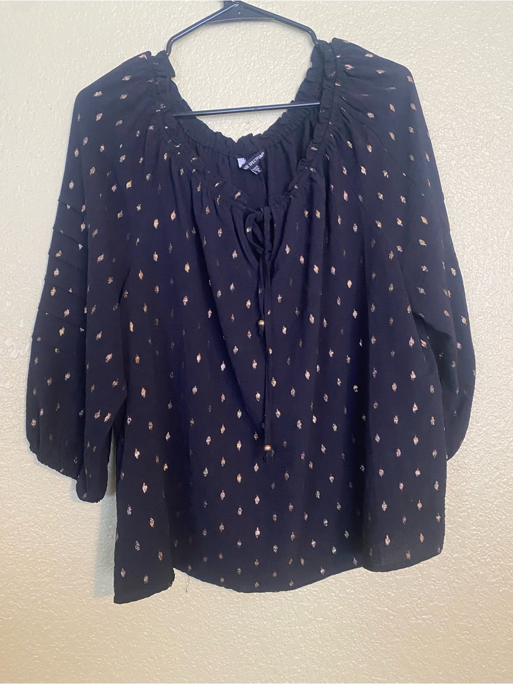 Unique Spectrum Black Blouse with Gold Dot Print